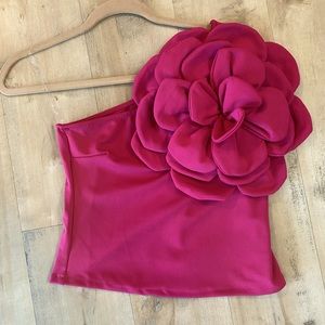 Fuchsia Flower one shoulder top size M